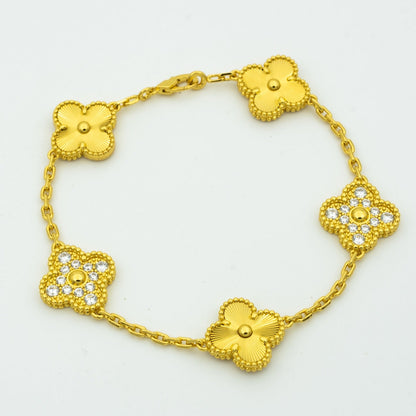 [Clover Jewels]CLOVER BRACELET 5 MOTIFS GOLD DIAMOND