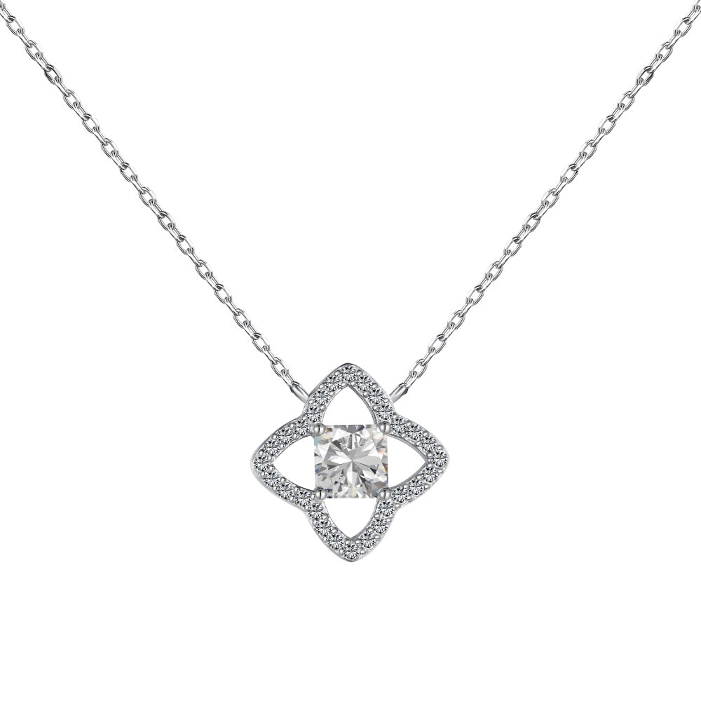 [Clover Jewels]Exquisite Flower Shape Princess Cut Necklace