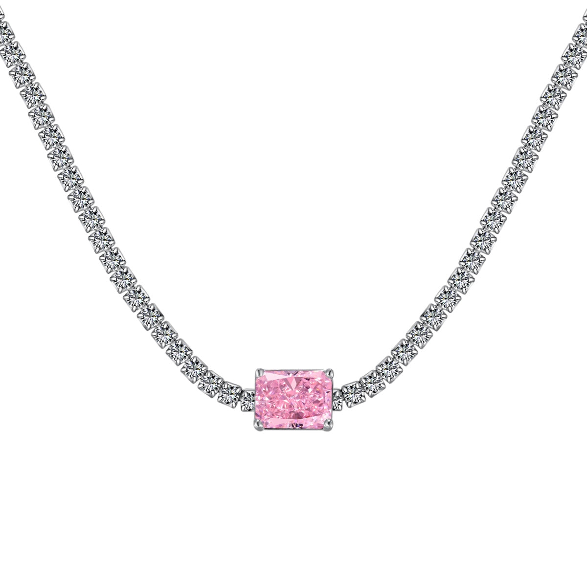 [Clover Jewels]2.0 carat Ornate Emerald Cut Necklace