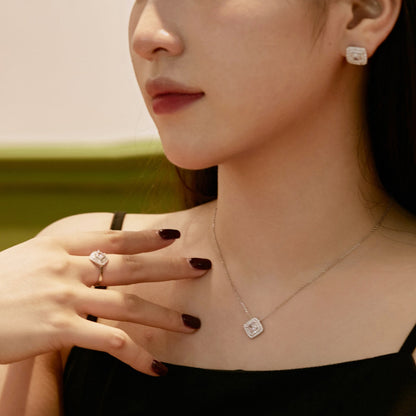 [Clover Jewels]Sparkling Asscher Cut Necklace