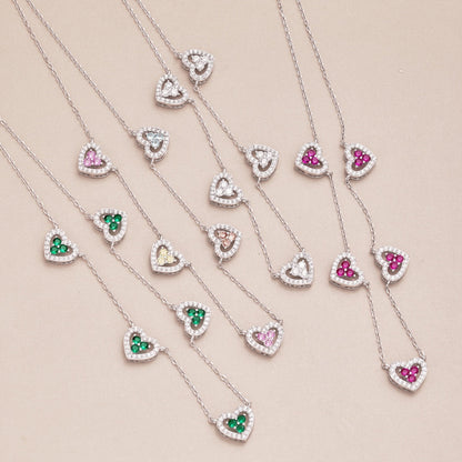 [Clover Jewels]Sparkling Five Heart Necklace