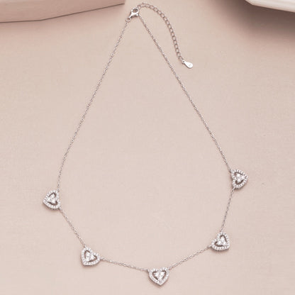 [Clover Jewels]Sparkling Five Heart Necklace