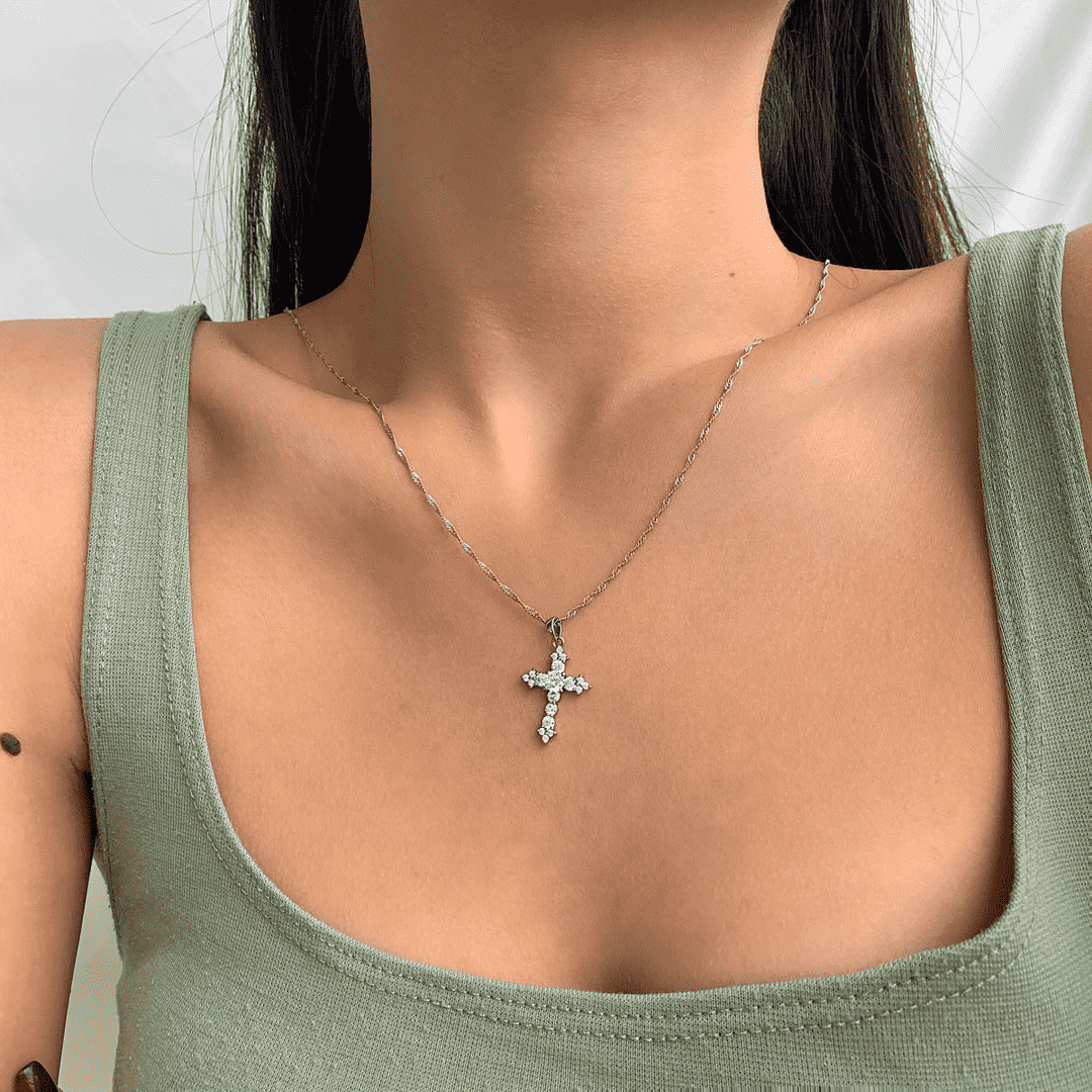 [Clover Jewels]Delicate Cross Shape Necklace