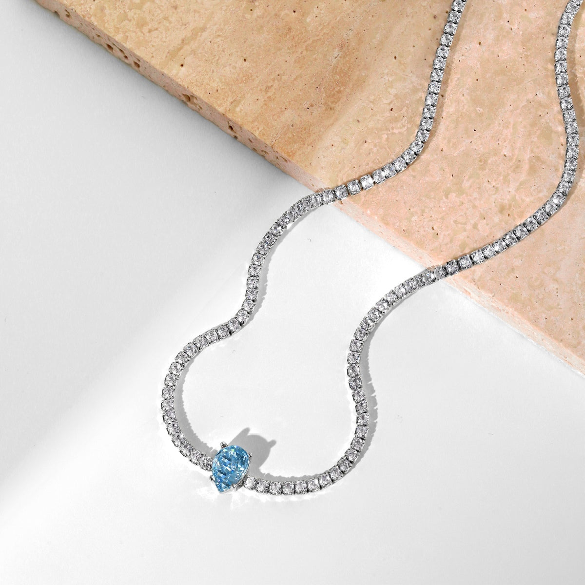 [Clover Jewels]1.0 carat Unique Pear Cut Tennis Necklace