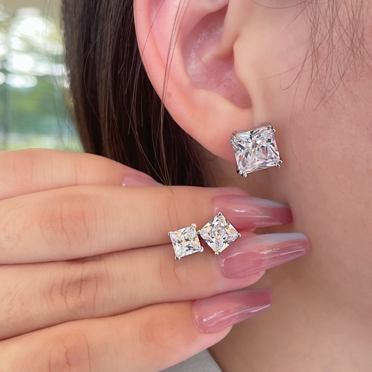 [Clover Jewels]Delicate Square Shape Earrings