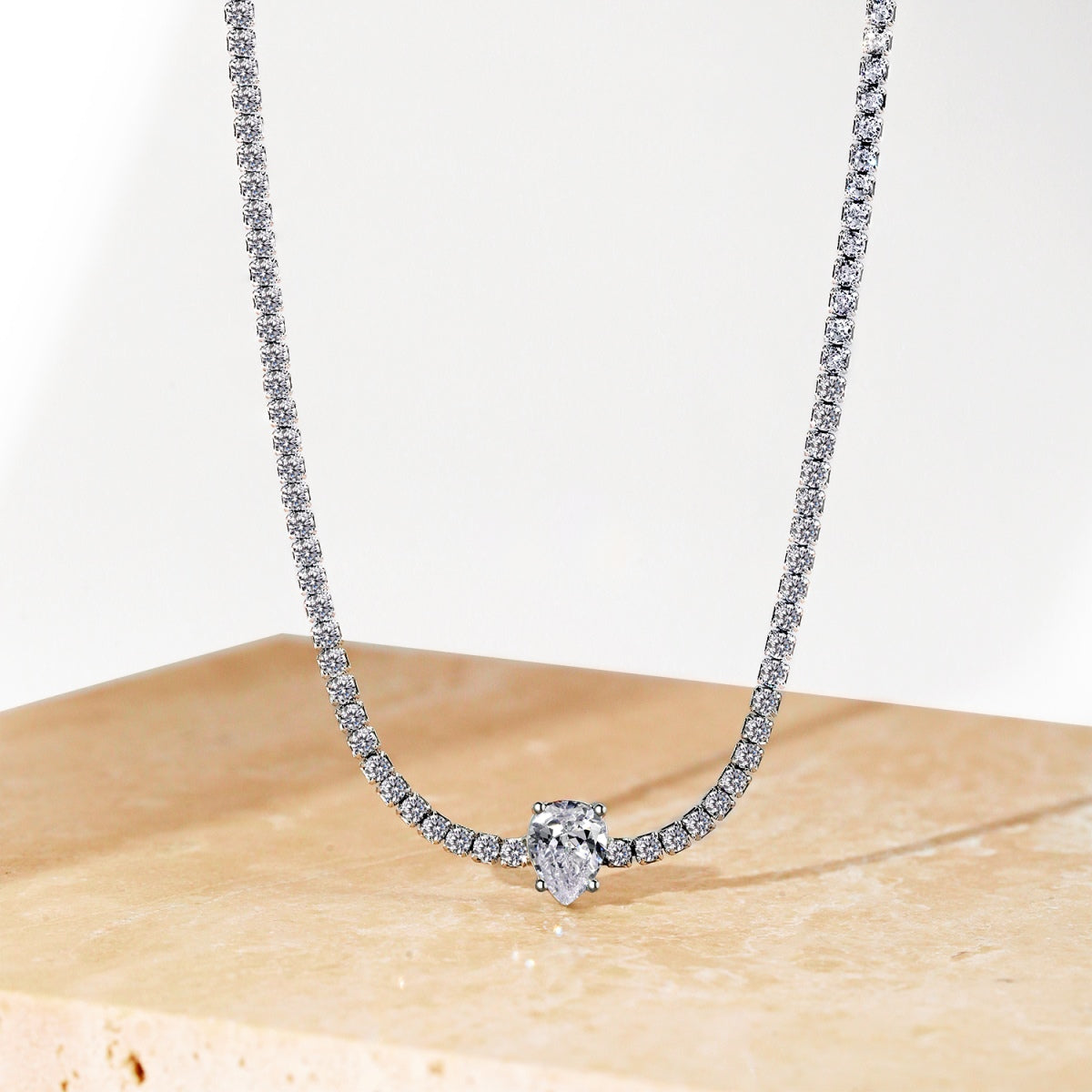 [Clover Jewels]1.0 carat Unique Pear Cut Tennis Necklace