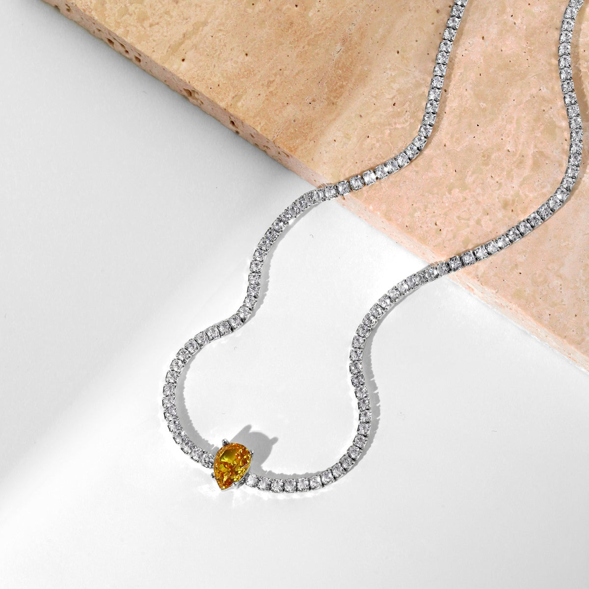 [Clover Jewels]1.0 carat Unique Pear Cut Tennis Necklace