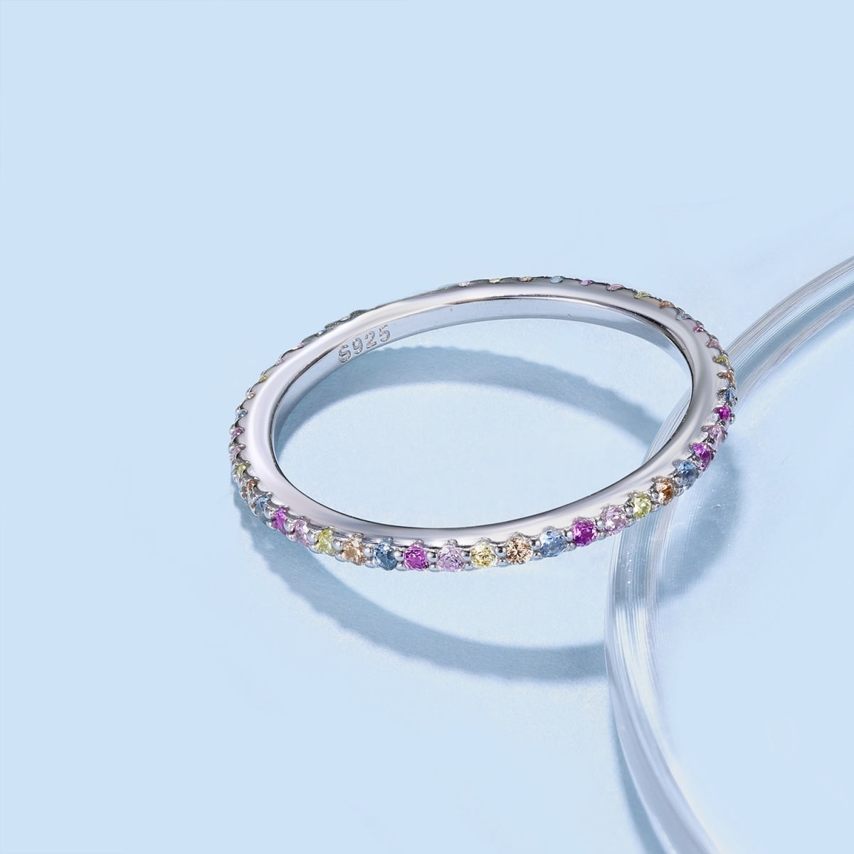 [Clover Jewels]Ornate Colorful Round Cut Tennis Ring