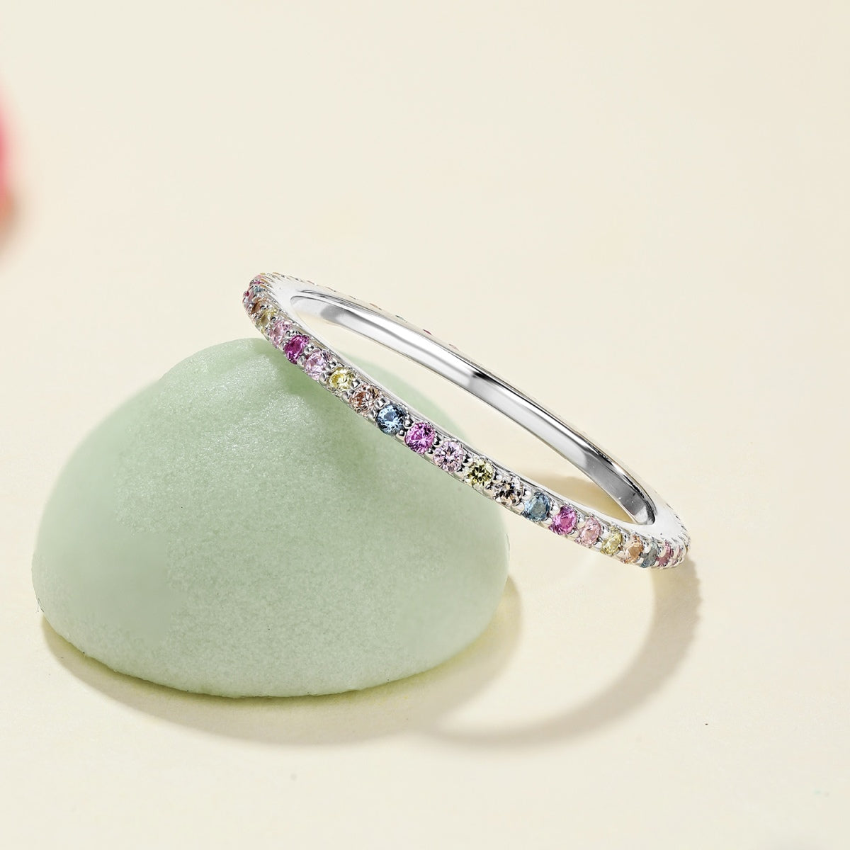 [Clover Jewels]Ornate Colorful Round Cut Tennis Ring