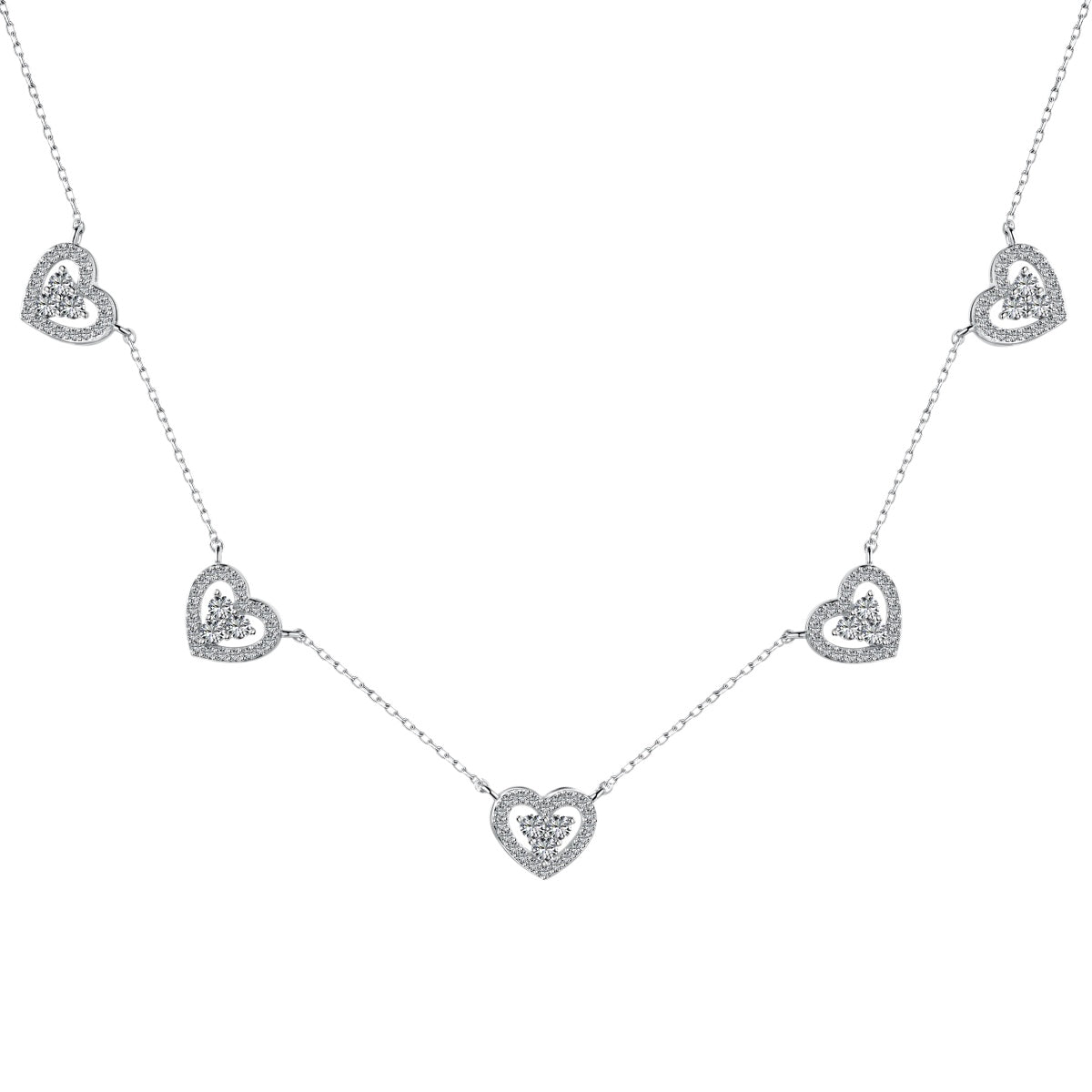 [Clover Jewels]Sparkling Five Heart Necklace