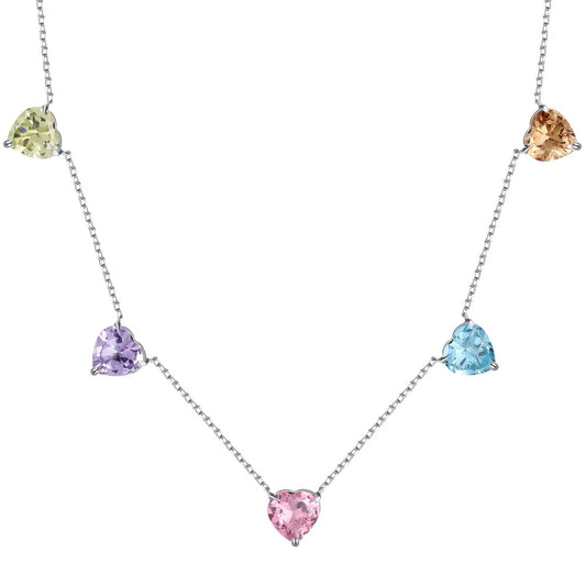[Jesse Jewelry]Sparkling Colorful Heart Cut Necklace
