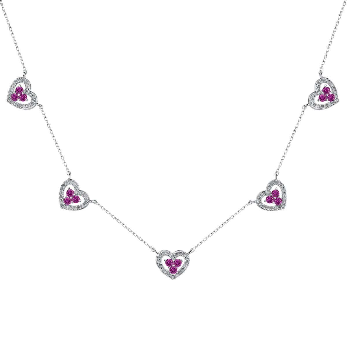 [Clover Jewels]Sparkling Five Heart Necklace