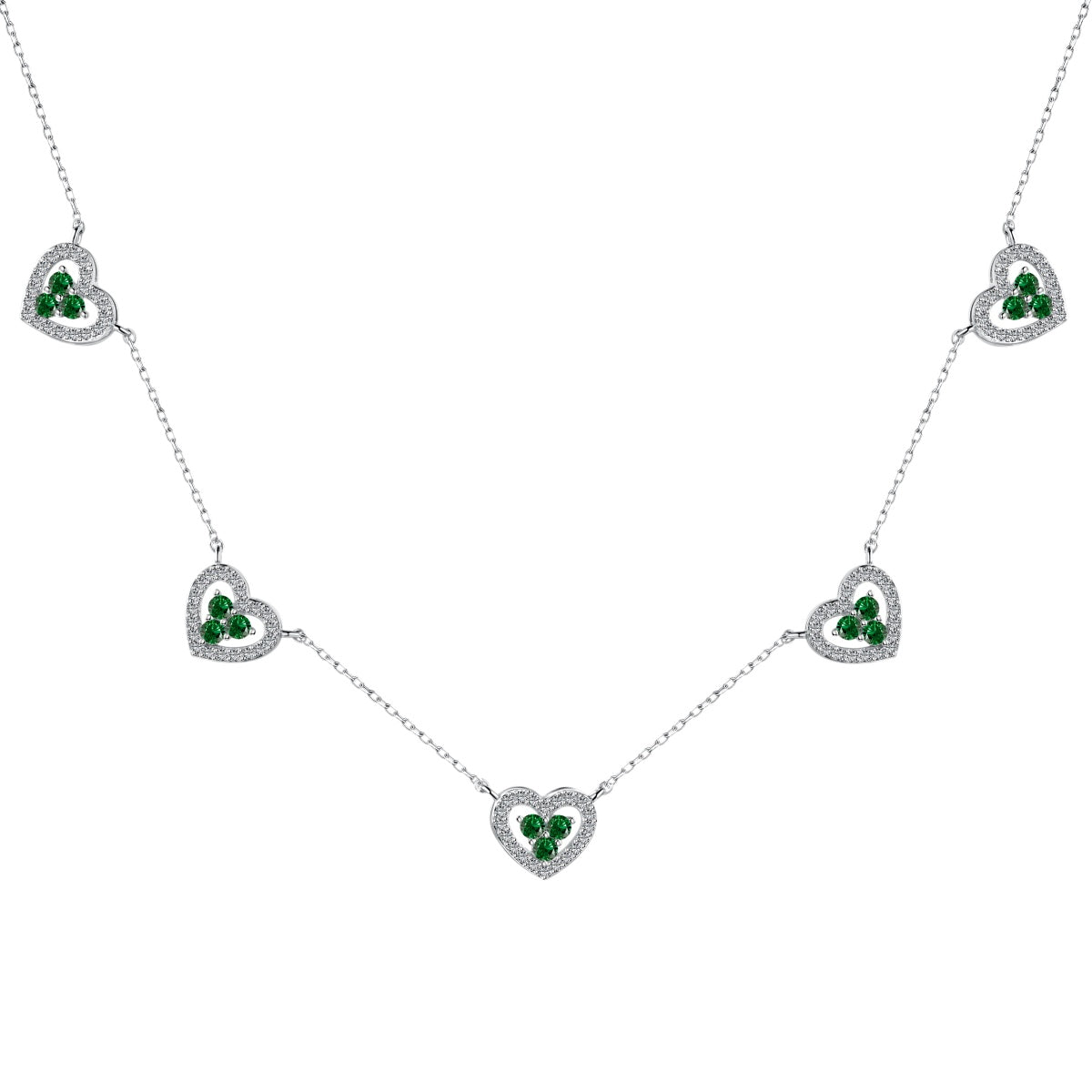 [Clover Jewels]Sparkling Five Heart Necklace