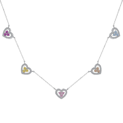 [Clover Jewels]Sparkling Five Heart Necklace