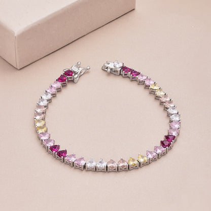 [Clover Jewels]Luxurious Colorful Romantic Heart Shape Lover Bracelet