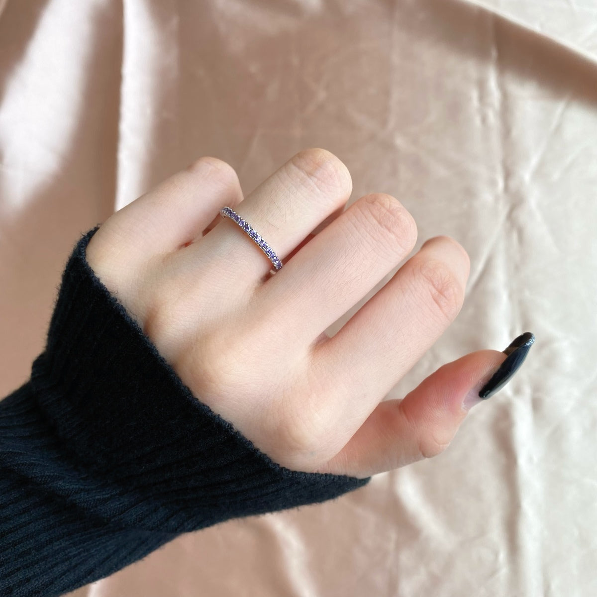 [Clover Jewels]Delicate Sparkling Round Cut Daily Ring