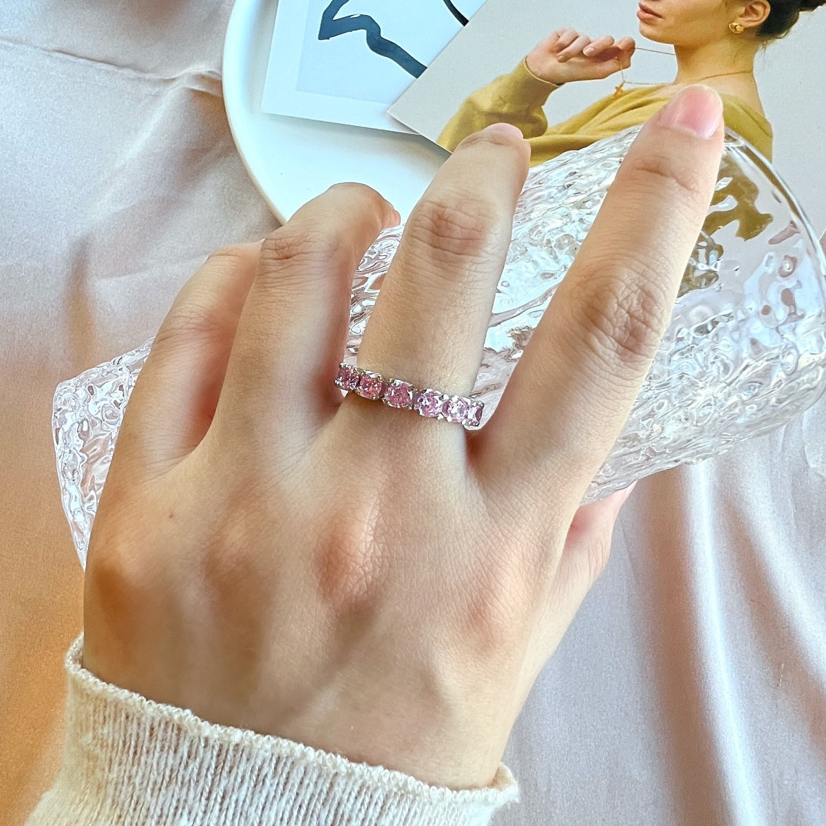 [Clover Jewels]Eternity Round Cut Tennis Ring