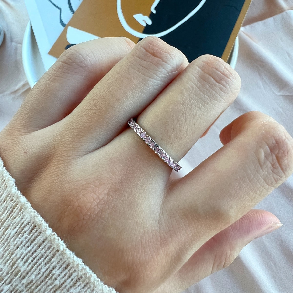 [Clover Jewels]Delicate Sparkling Round Cut Daily Ring