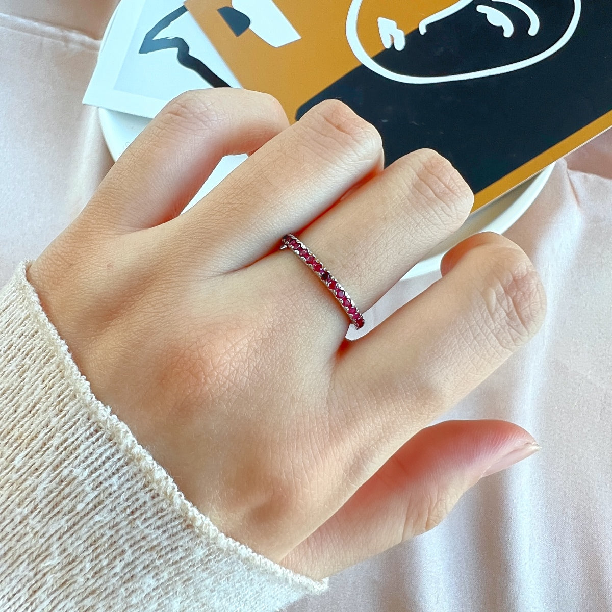 [Clover Jewels]Delicate Sparkling Round Cut Daily Ring