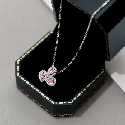 [Clover Jewels]Elegant Flower Shape Pear Cut Necklace