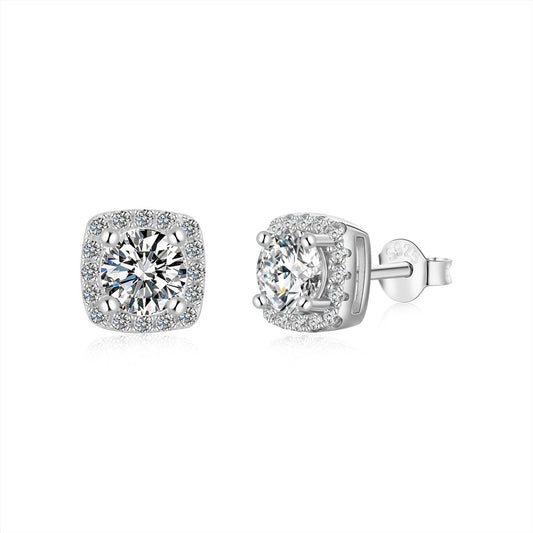 [Clover Jewels]Classic Round Center Stone Stud Earrings