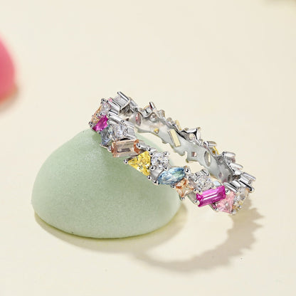 [Clover Jewels]Dazzling Polychromatic Multi cut Daily Ring