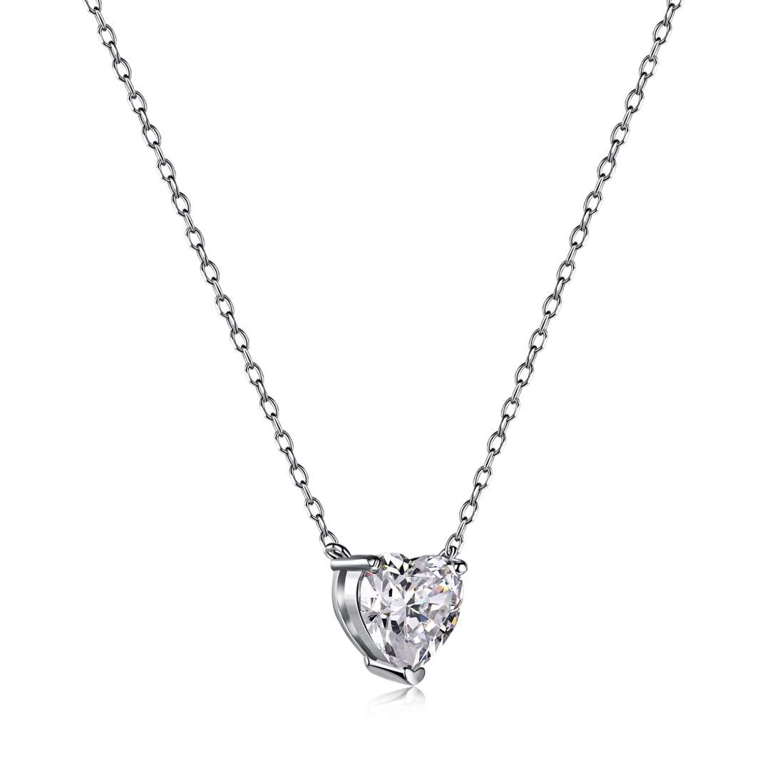 [Clover Jewels]Heart Shape Main Stone Pendant Collarbone Necklace