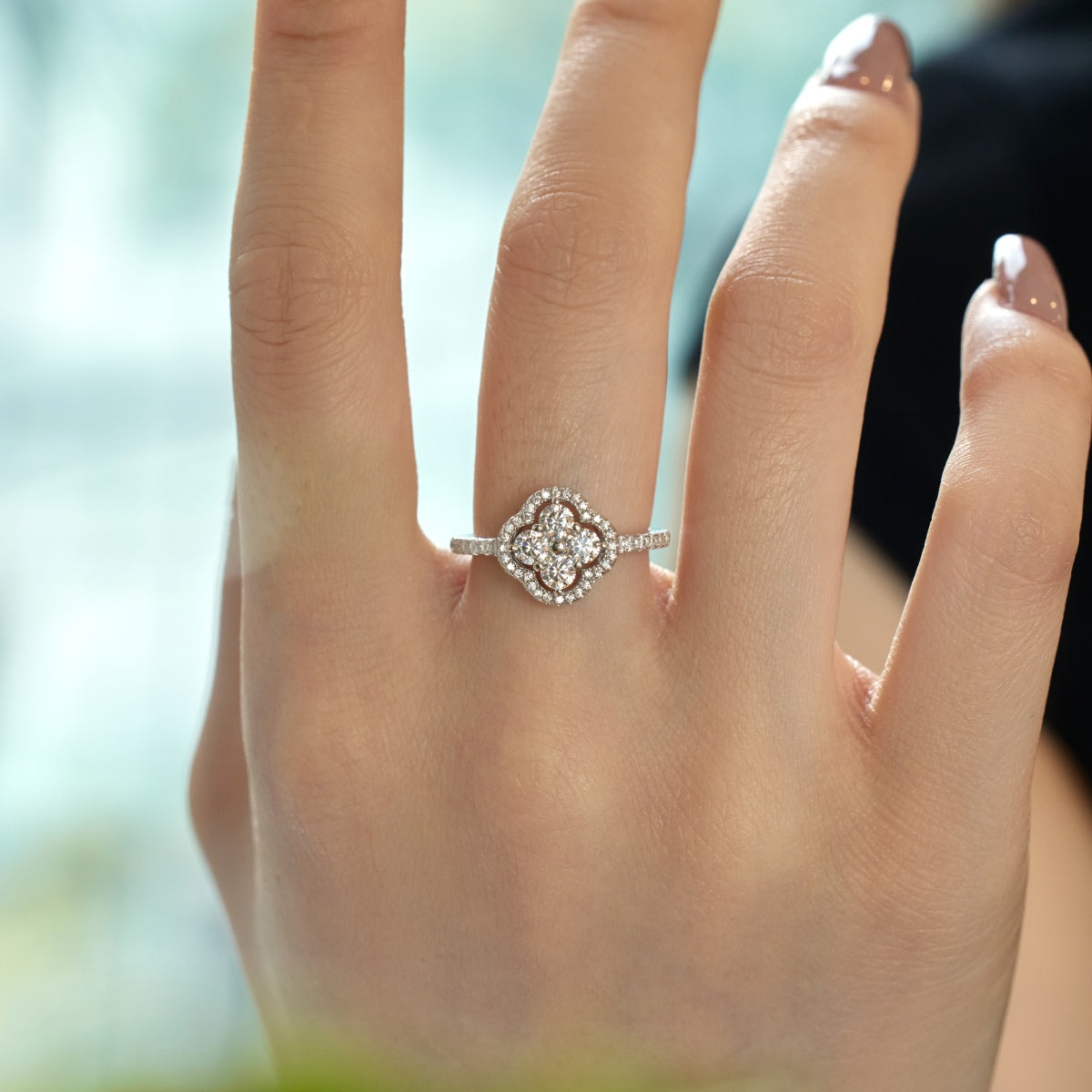 [Clover Jewels]Four Leaf Clover Flower Design Ring