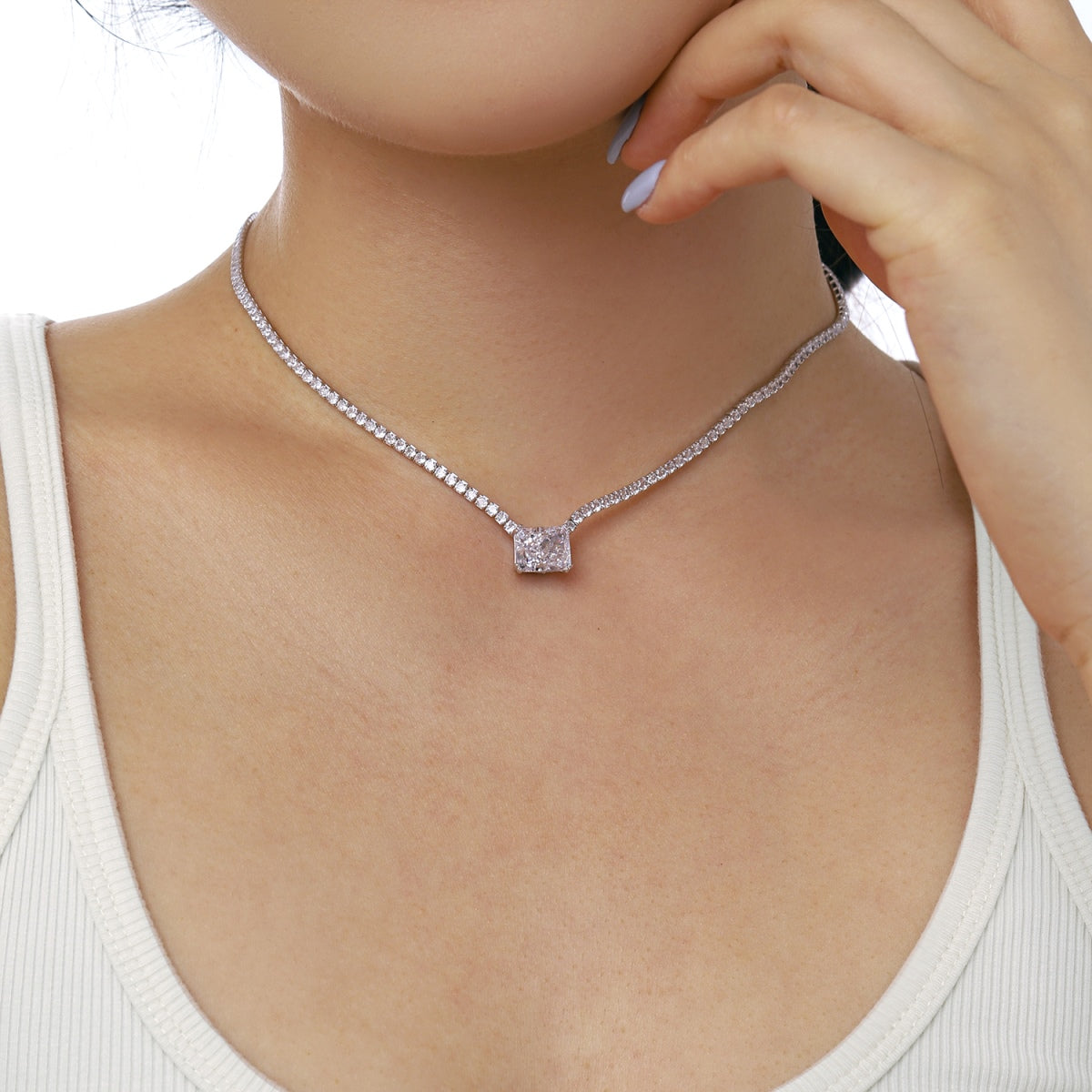 [Clover Jewels]4.0 Carat Elegant Radiant Cut Necklace