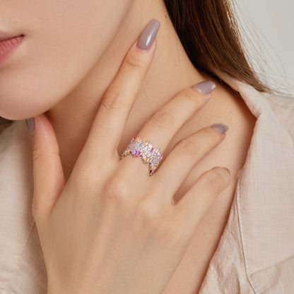 [Clover Jewels]Luxurious Colorful Radiant Cut Daily Ring