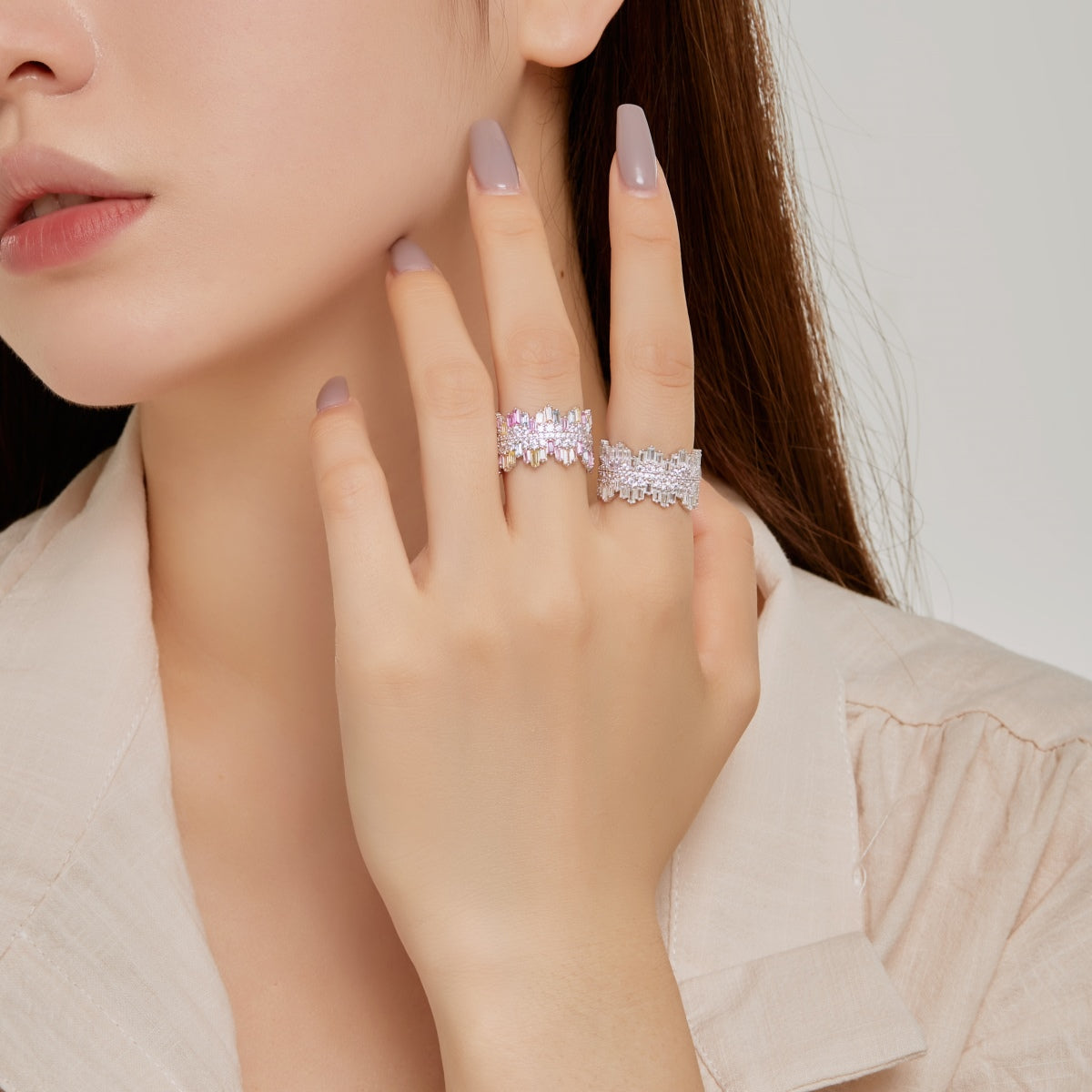 [Clover Jewels]Luxurious Colorful Radiant Cut Daily Ring