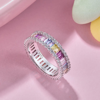 [Clover Jewels]Dainty Kaleidoscopic Emerald Cut Daily Ring