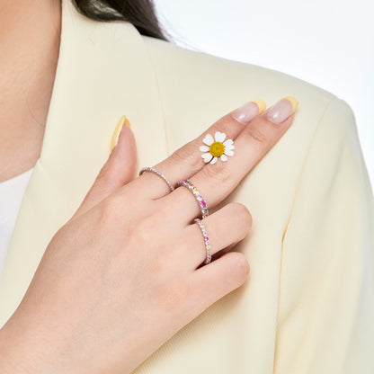 [Clover Jewels]Dazzling Lustrous Round Cut Tennis Ring