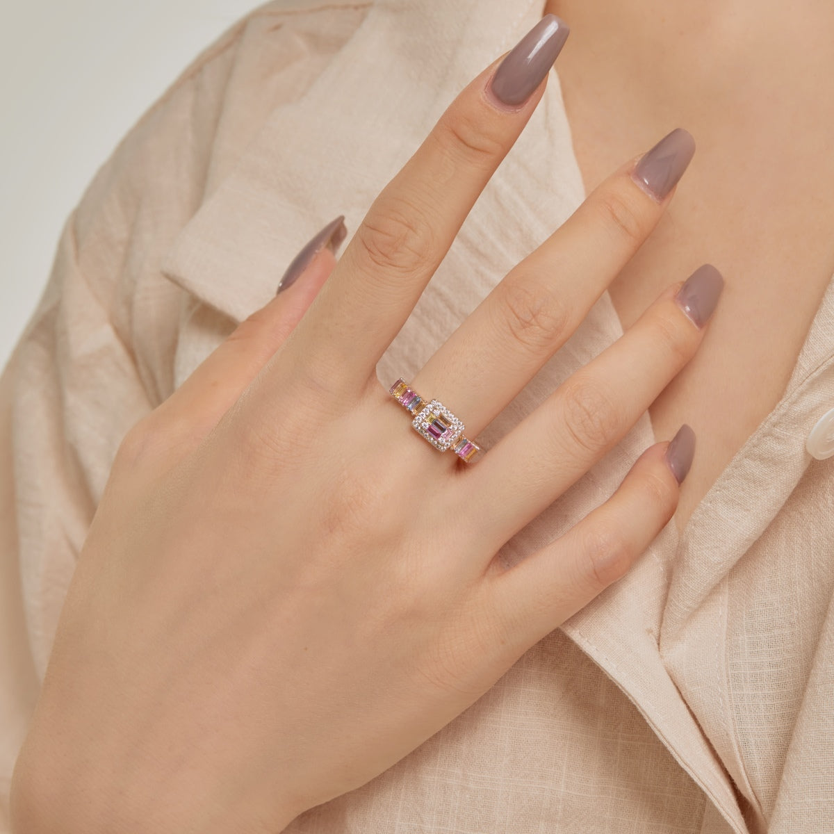 [Clover Jewels]Exquisite Colorful Radiant Cut Party Ring