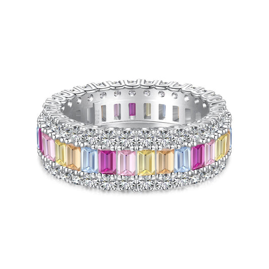 [Clover Jewels]Dainty Colorful Radiant Cut Daily Ring