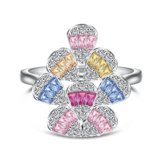 [Clover Jewels]Sparkling Colorful Water Drop Shape Daily Ring