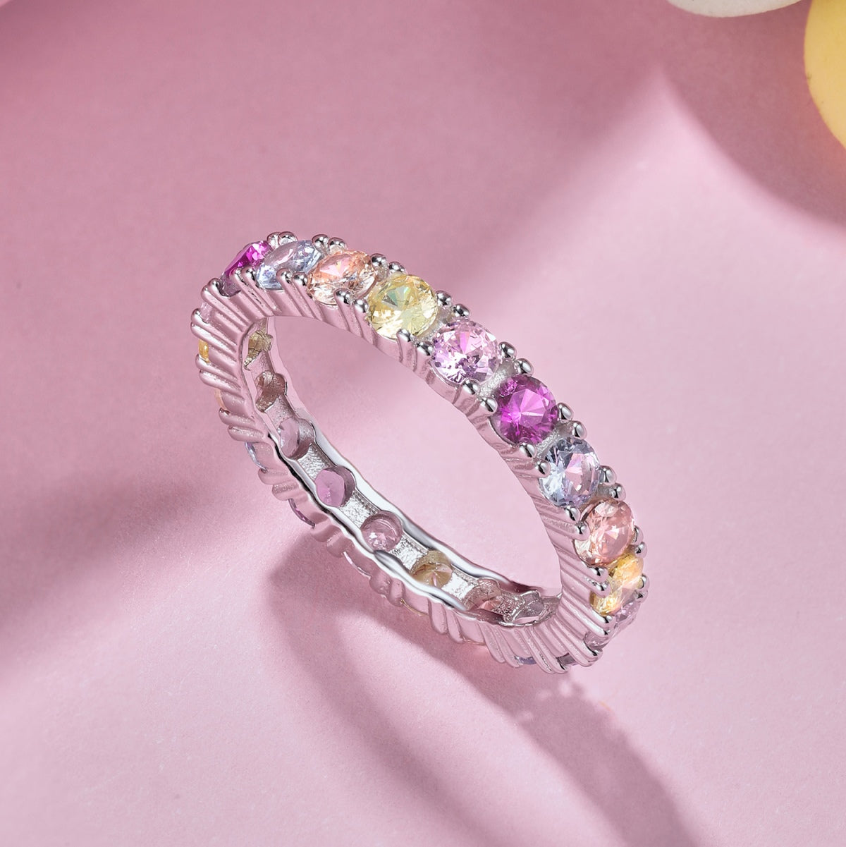 [Clover Jewels]Dazzling Lustrous Round Cut Tennis Ring