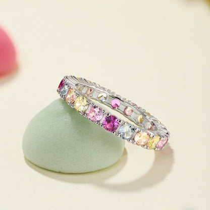 [Clover Jewels]Dazzling Lustrous Round Cut Tennis Ring