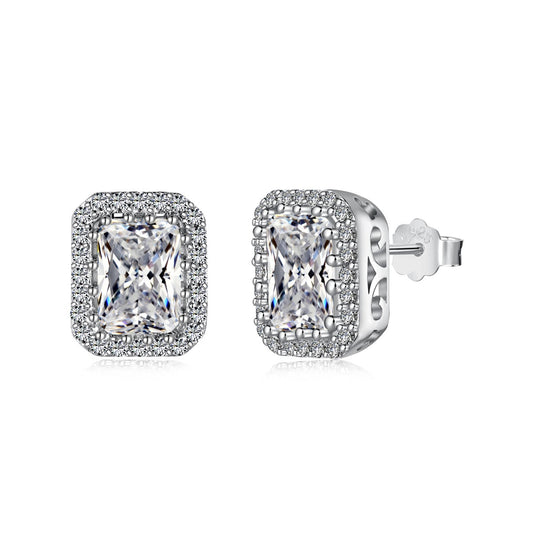 [Clover Jewels]1.0 Carat Luxurious Dainty Emerald Cut Daily Earrings