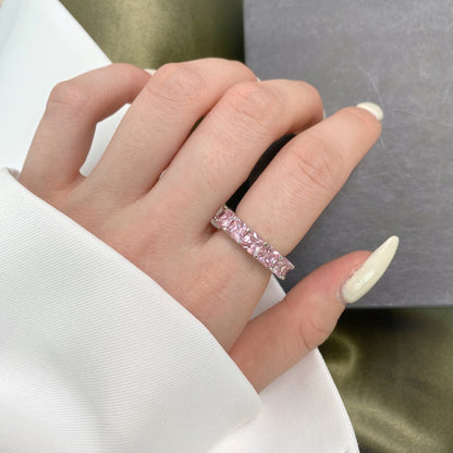 [Clover Jewels]Elegant Princess Cut Tennis Ring