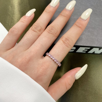 [Clover Jewels]Sparkling Round Cut Tennis Ring