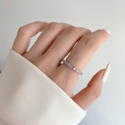 [Clover Jewels]Sparkling Round Cut Tennis Ring