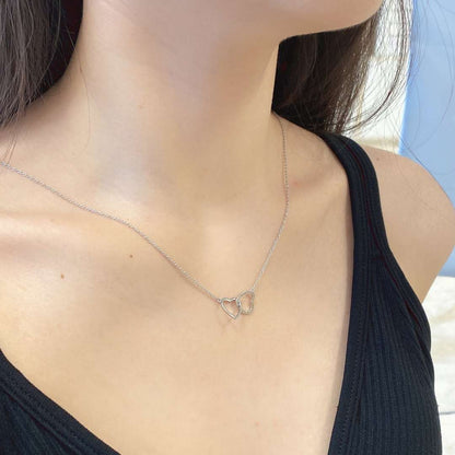 [Clover Jewels]Sterling Silver Love Double Ring Necklace