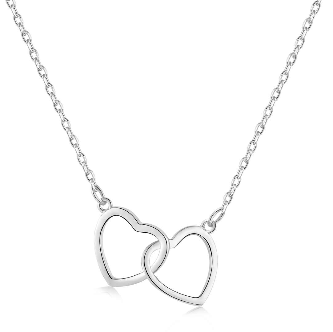 [Clover Jewels]Sterling Silver Love Double Ring Necklace