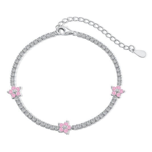 [Clover Jewels]Sparkling Flower Shape Tennis Bracelet