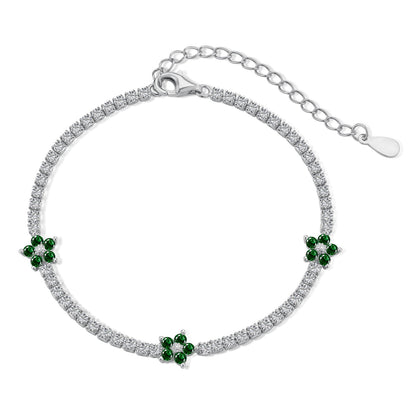 [Clover Jewels]Sparkling Flower Shape Tennis Bracelet