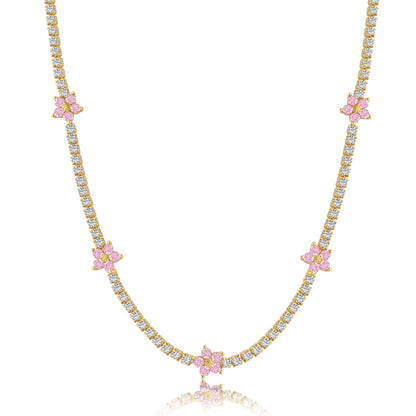 [Clover Jewels]Luxurious Colorful Flower Tennis Necklace