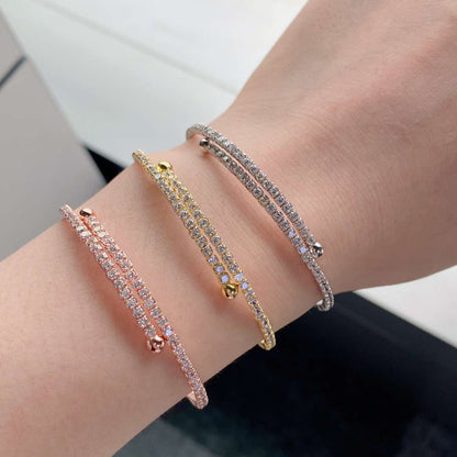 [Clover Jewels]Row of Diamonds Round Fashion Bracelet