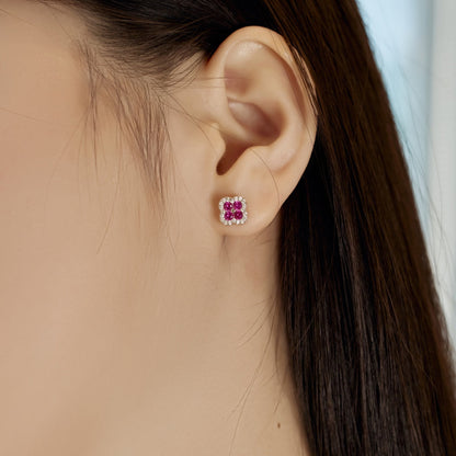 [Clover Jewels]Four-Leaf Clover Flower Shaped Earrings