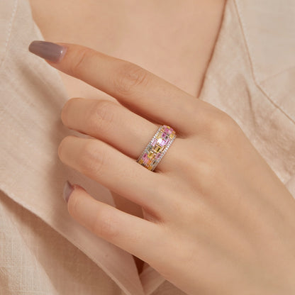 [Clover Jewels]Radiant Colorful Radiant Cut Daily Ring